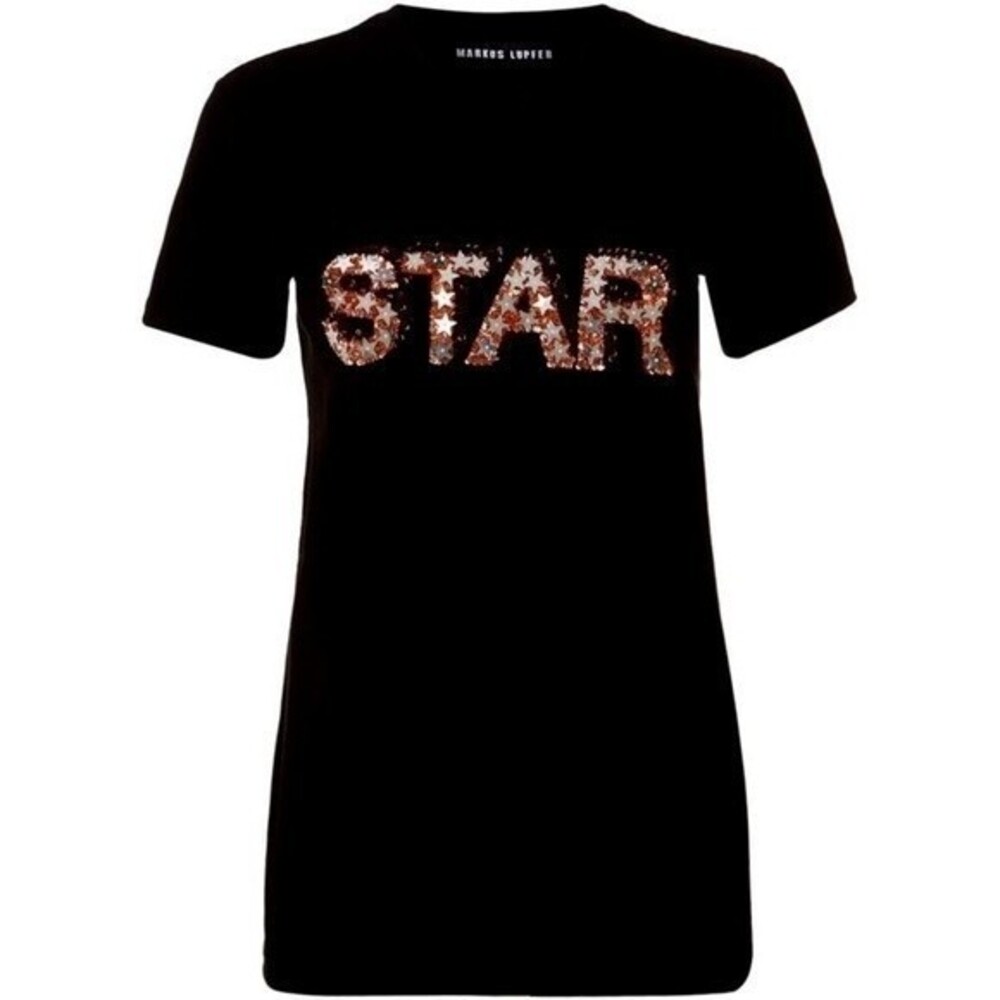 Markus Lupfer Star Sequin Kate Black T-Shirt XS
